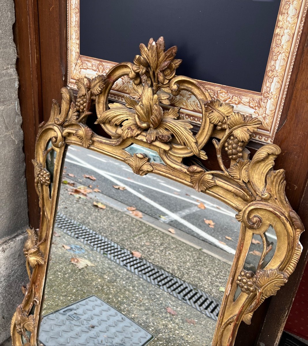 18th Century Pareclose Mirror Decorated With Grapes And Vine Leaves-photo-2