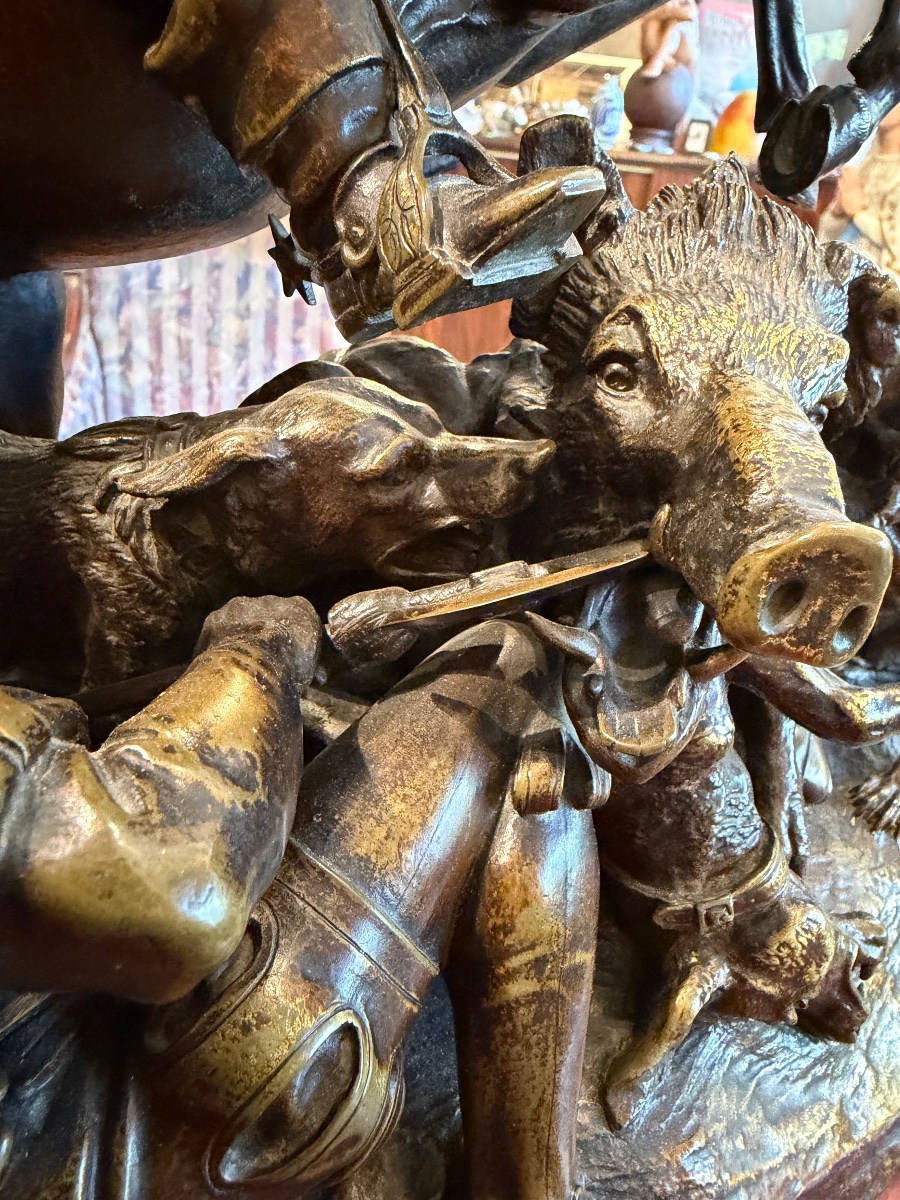 Bronze Statue Of Francis I Hunting A Wild Boar-photo-2