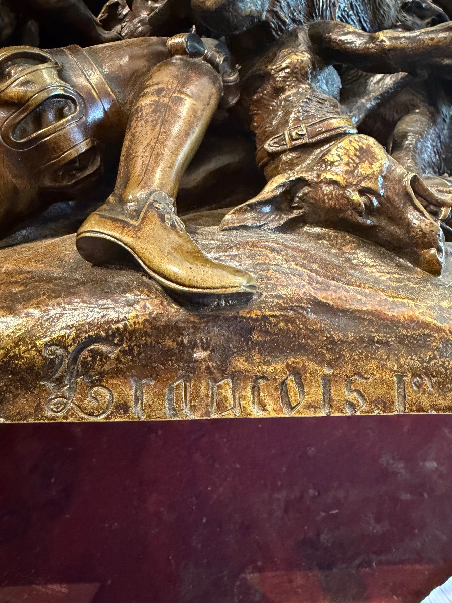 Bronze Statue Of Francis I Hunting A Wild Boar-photo-3