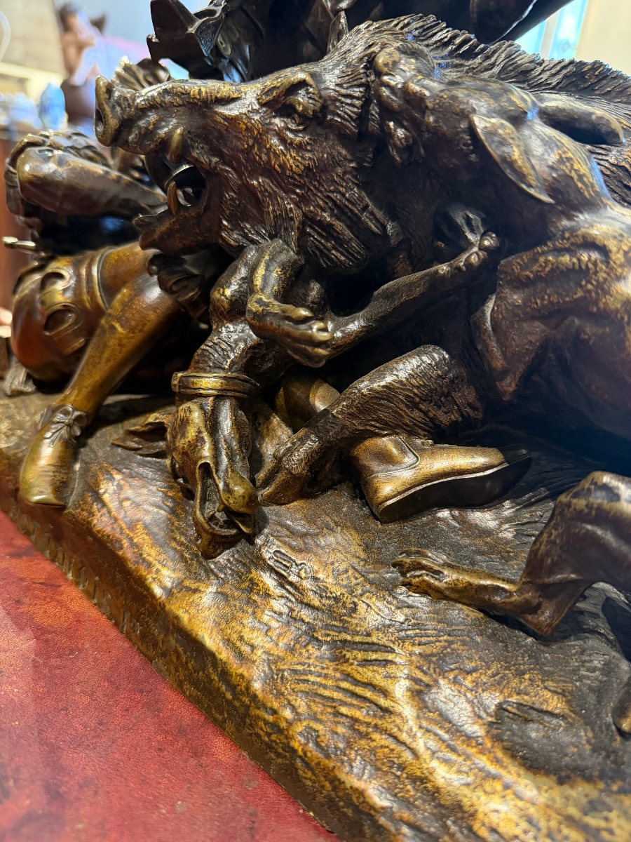 Bronze Statue Of Francis I Hunting A Wild Boar-photo-4