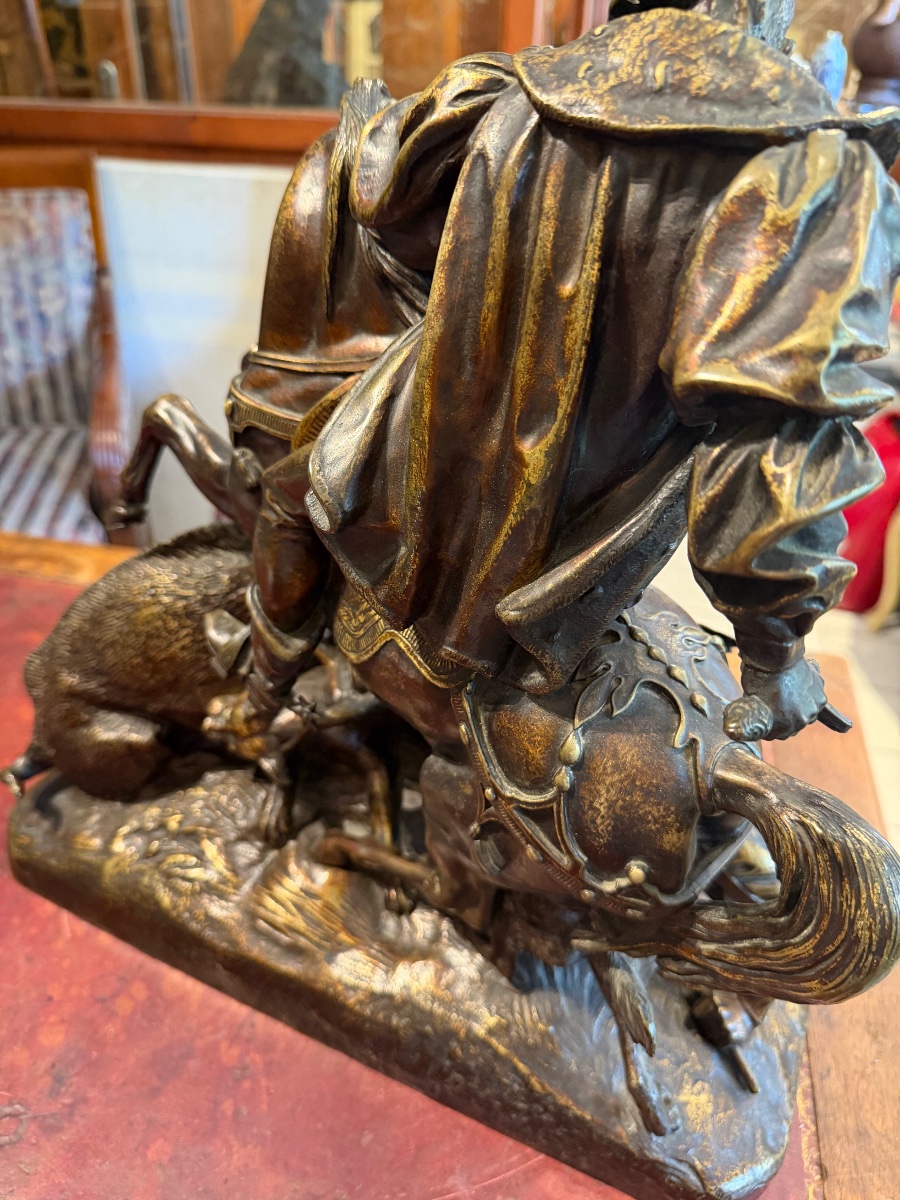 Bronze Statue Of Francis I Hunting A Wild Boar-photo-6