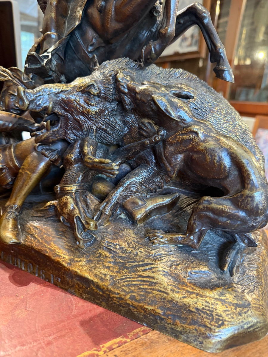 Bronze Statue Of Francis I Hunting A Wild Boar-photo-7