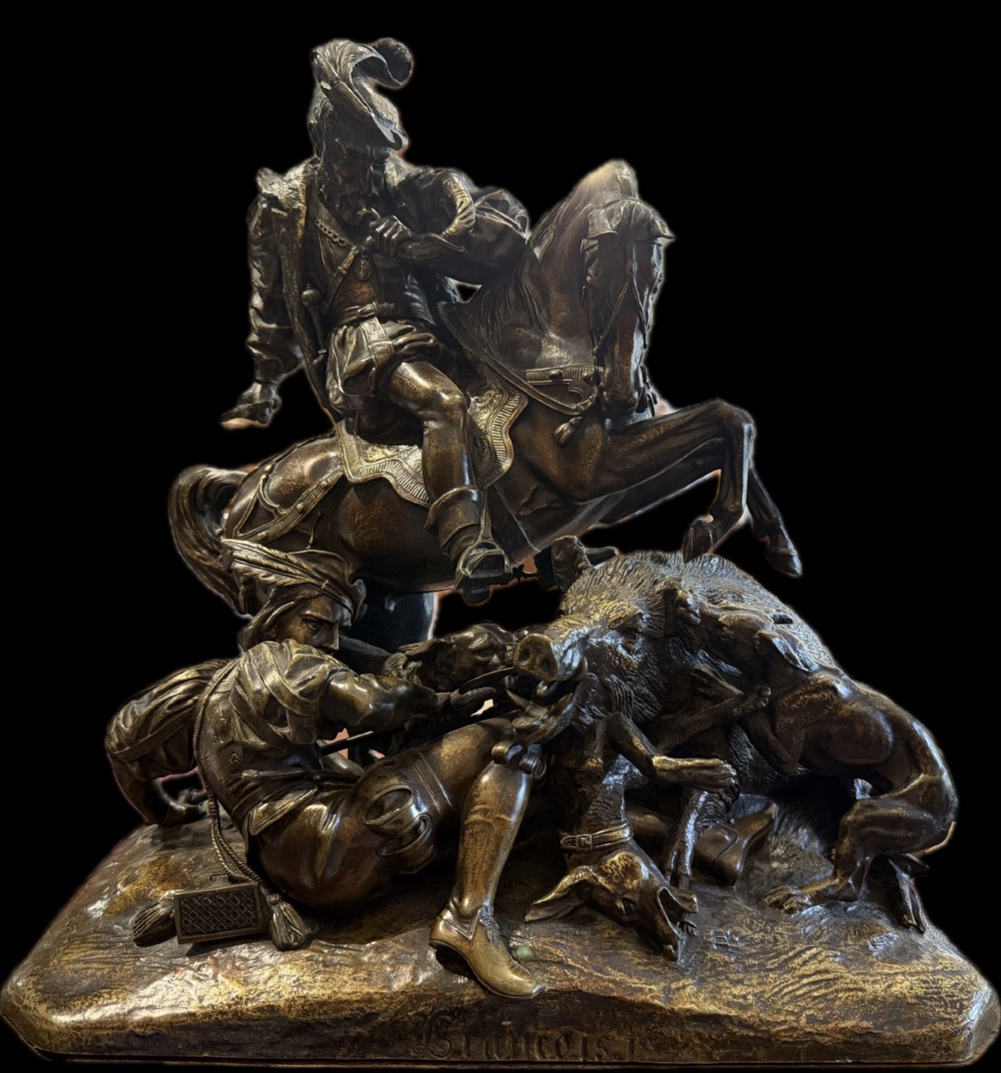 Bronze Statue Of Francis I Hunting A Wild Boar