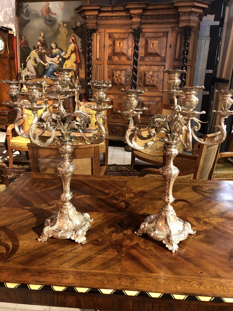 Paire De Chandelier En Argent