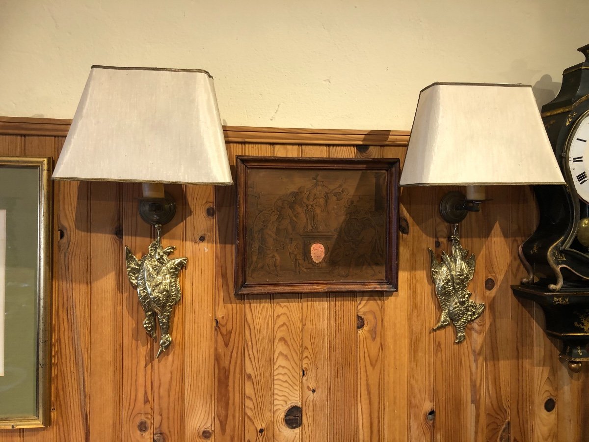 Pair Of Hunting Trophy Wall Lights