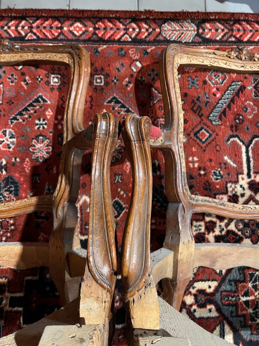 Pair Of Louis XV Armchair Stamped-photo-3