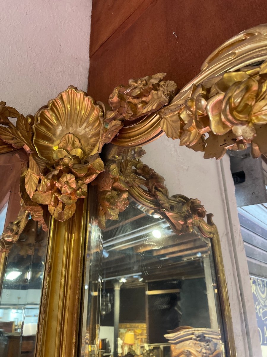 Console And Mirror In Golden Wood Of Angle-photo-4