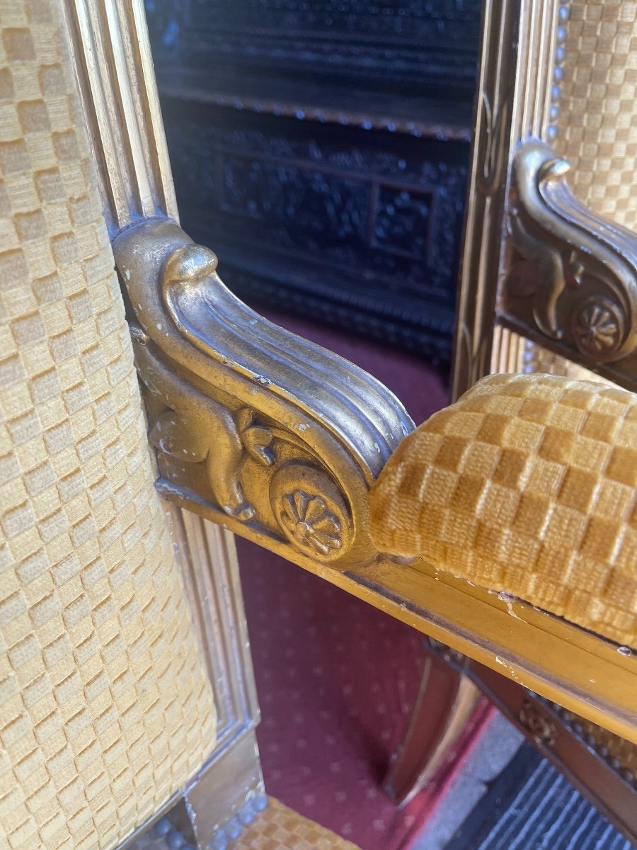 Paire Deux Fauteuil En Bois Doré 19e-photo-1