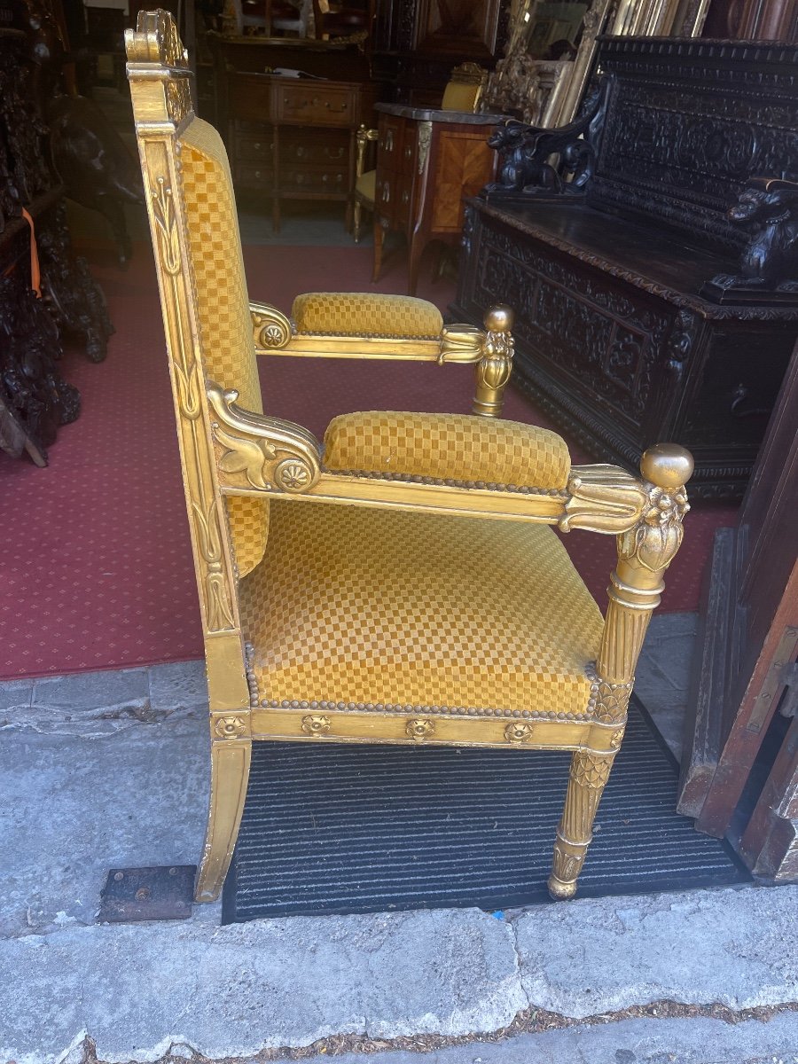 Paire Deux Fauteuil En Bois Doré 19e-photo-4