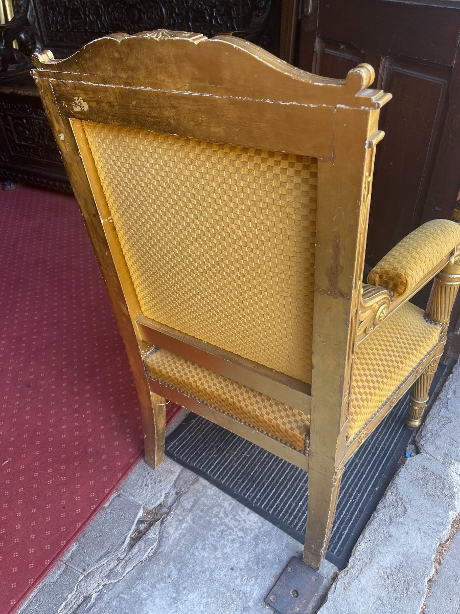 Paire Deux Fauteuil En Bois Doré 19e-photo-5