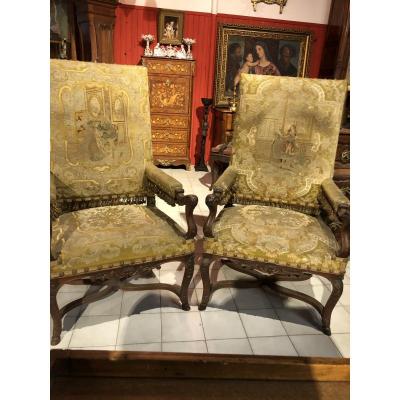 Paire De Fauteuil Louis XIV