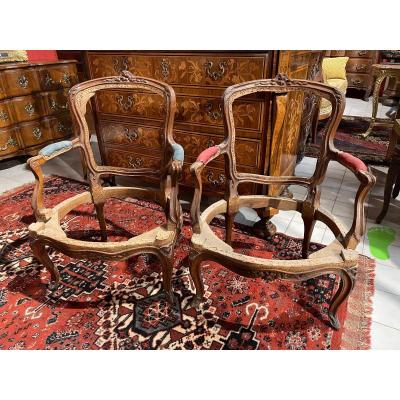 Pair Of Louis XV Armchair Stamped