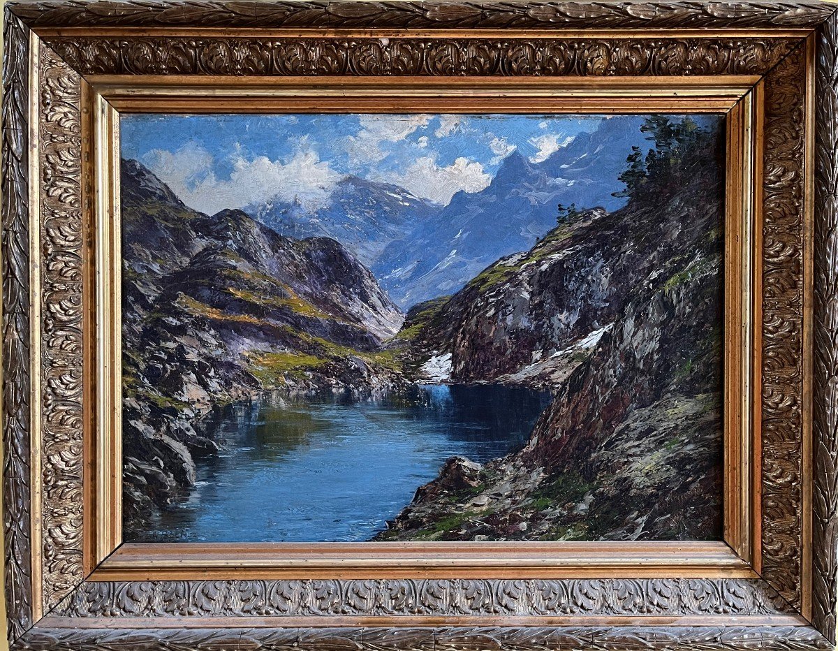 Charles-alexandre Bertier (1860-1924) Lake Bernard, At La Pra De Belledonne-photo-2