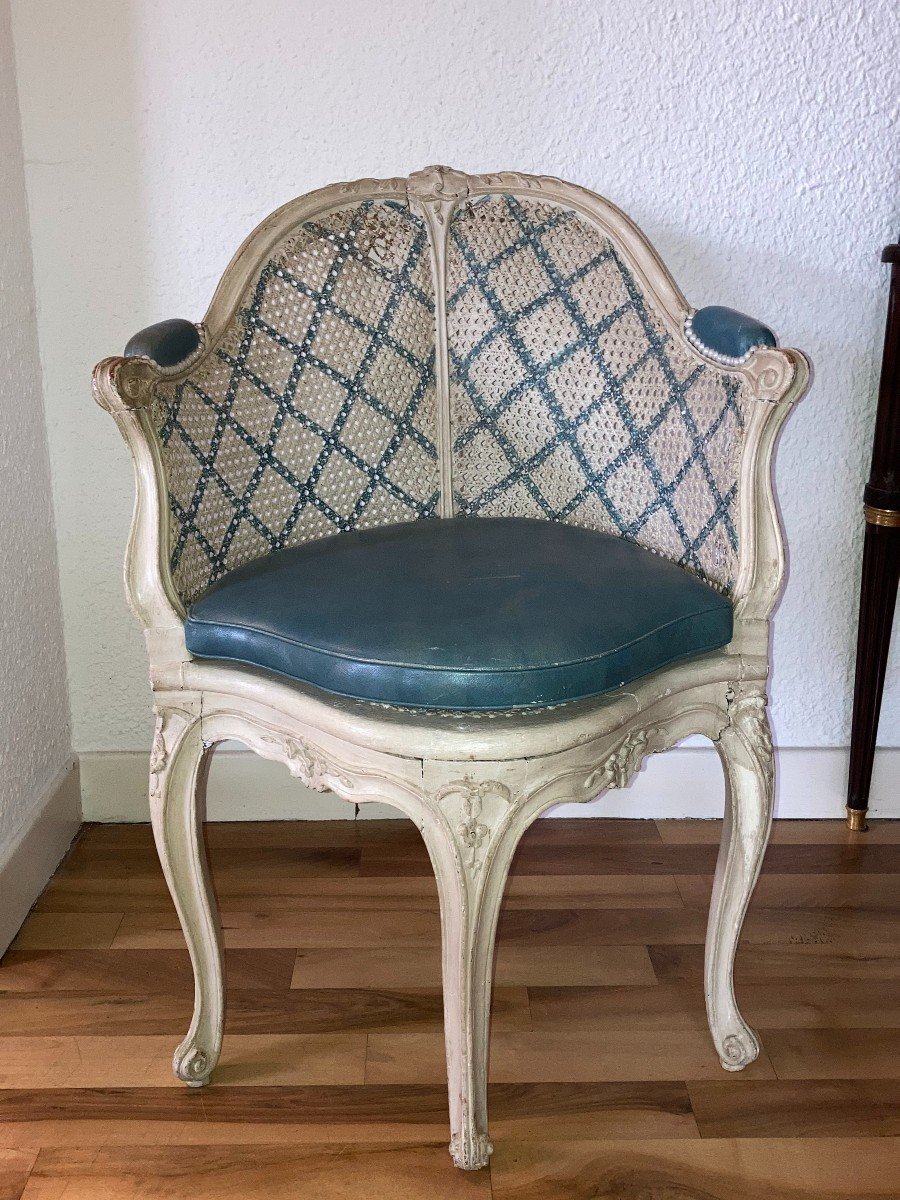 Rare fauteuil de bureau d'époque Louis XV -  Estampillé L. Cresson - Circa 1750-photo-2