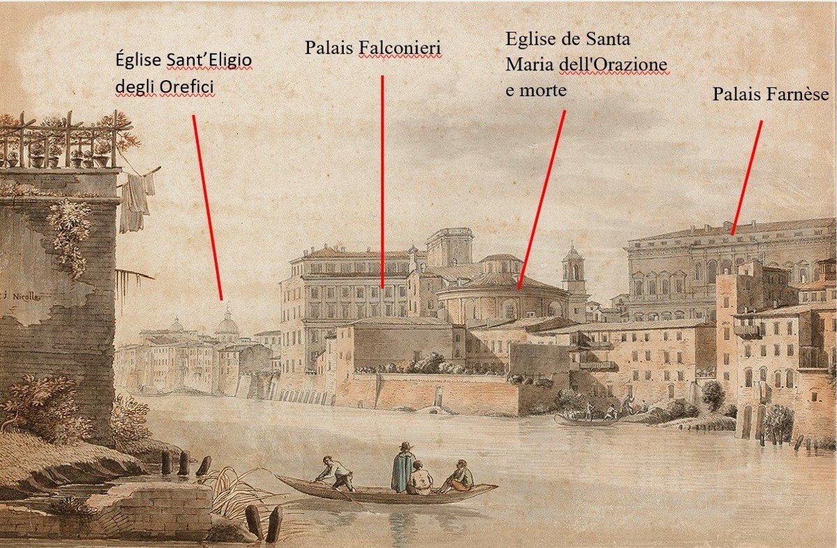 Victor-jean Nicolle (1754 - 1826) View Of The Farnese Palace From The Quays Of The Tiber, Circa 1800-photo-3