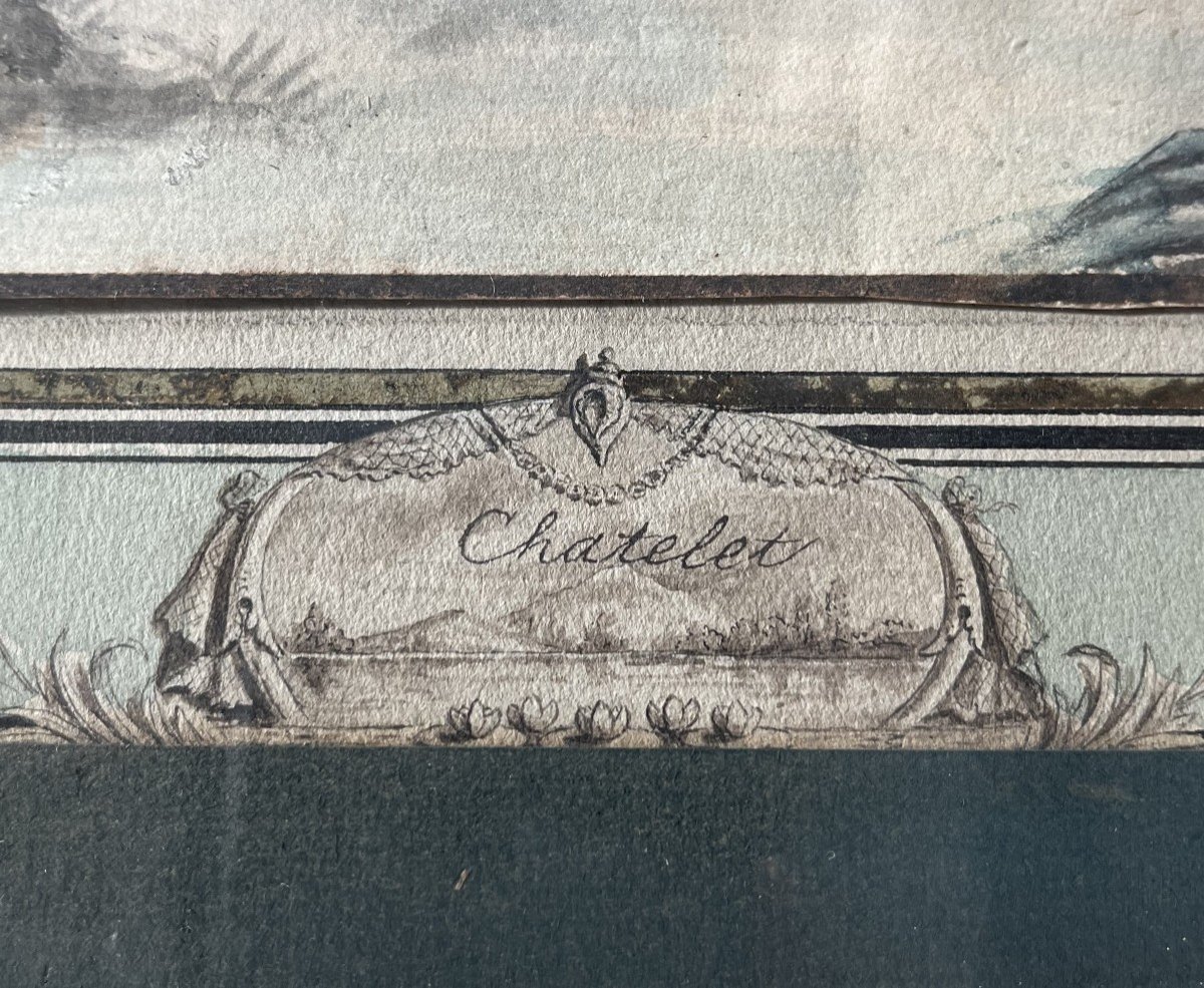 Attribué à Claude-Louis Chatelet (1753 - 1795) Pêcheurs sous un pont, Vers 1780-photo-2