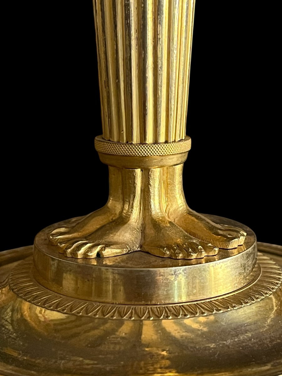 Paire de flambeaux aux égyptiennes bronze doré, att. à Claude GALLE - époque Empire-photo-4