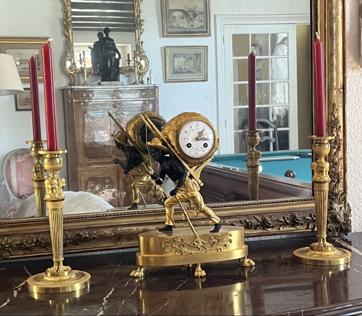 Paire de flambeaux aux égyptiennes bronze doré, att. à Claude GALLE - époque Empire-photo-4