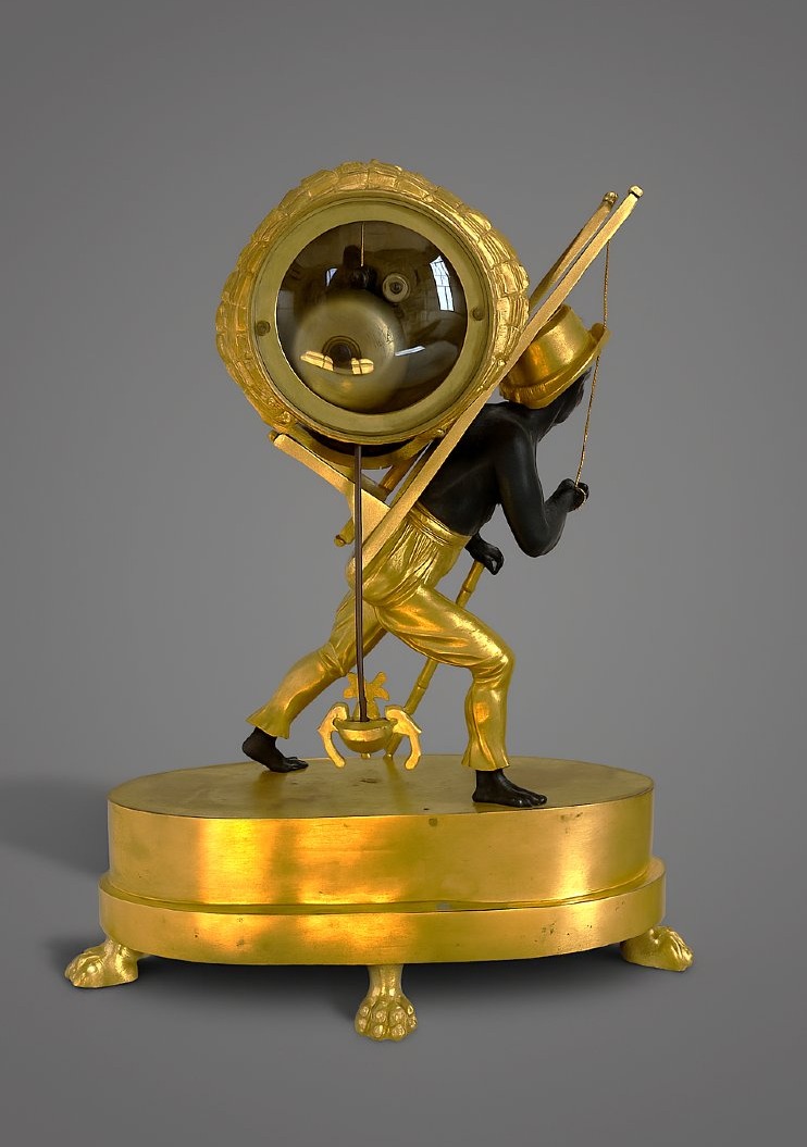 Pendule au portefaix, d’après un dessin de Jean-André Reiche, époque Empire, Paris vers 1810-photo-2