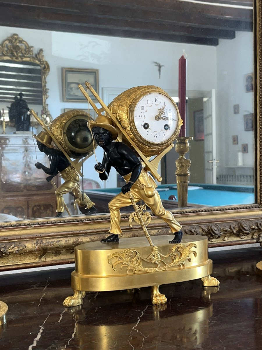 Pendule au portefaix, d’après un dessin de Jean-André Reiche, époque Empire, Paris vers 1810-photo-5