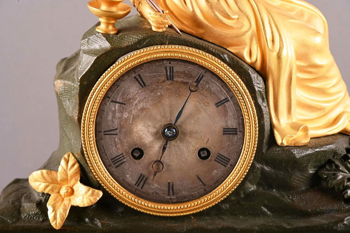 Pendule d'époque romantique en bronze doré-photo-2