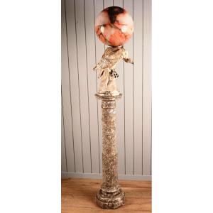 Large Alabaster Light Fixture Representing A Vulture 