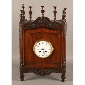 Table Clock In The Shape Of A Mahogany Master's Cabinet.