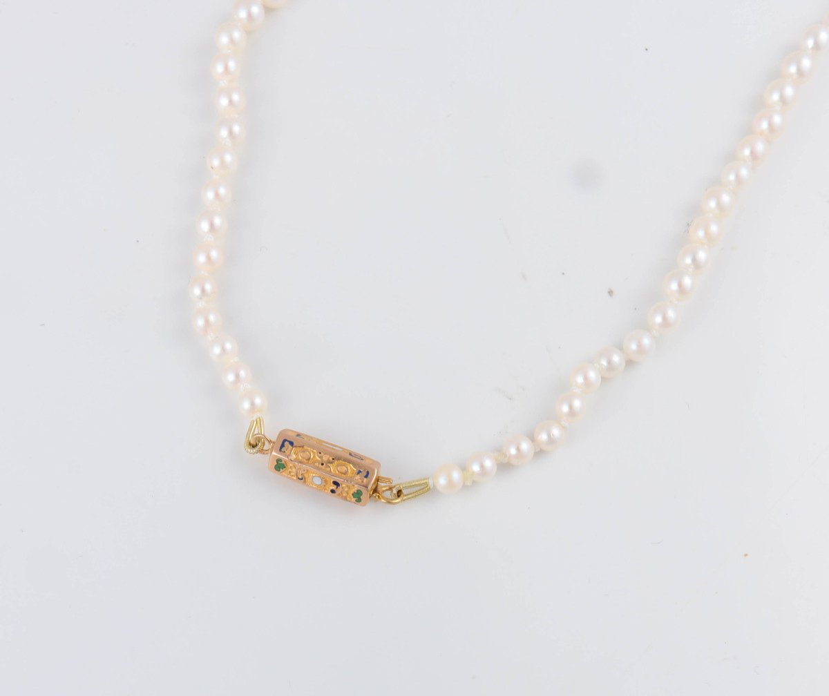 Necklace Of Falling Cultured Pearls, 19th Century Clasp-photo-1