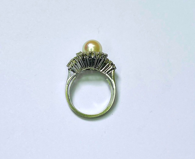 Tourbillon Ring, Pearl And Diamonds, French Work, 19th Century-photo-2