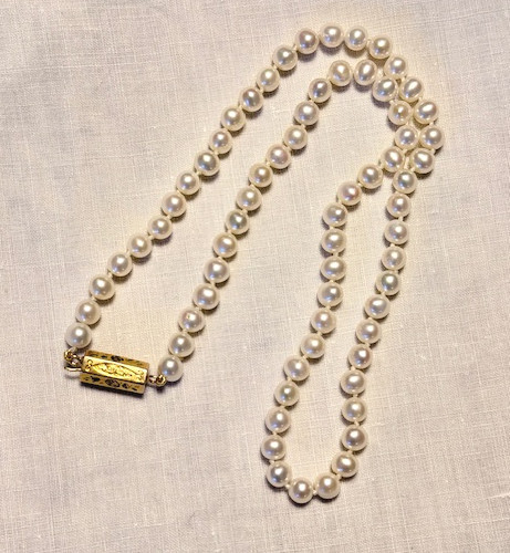 Cultured Pearl Choker Necklace, 19th Century Clasp