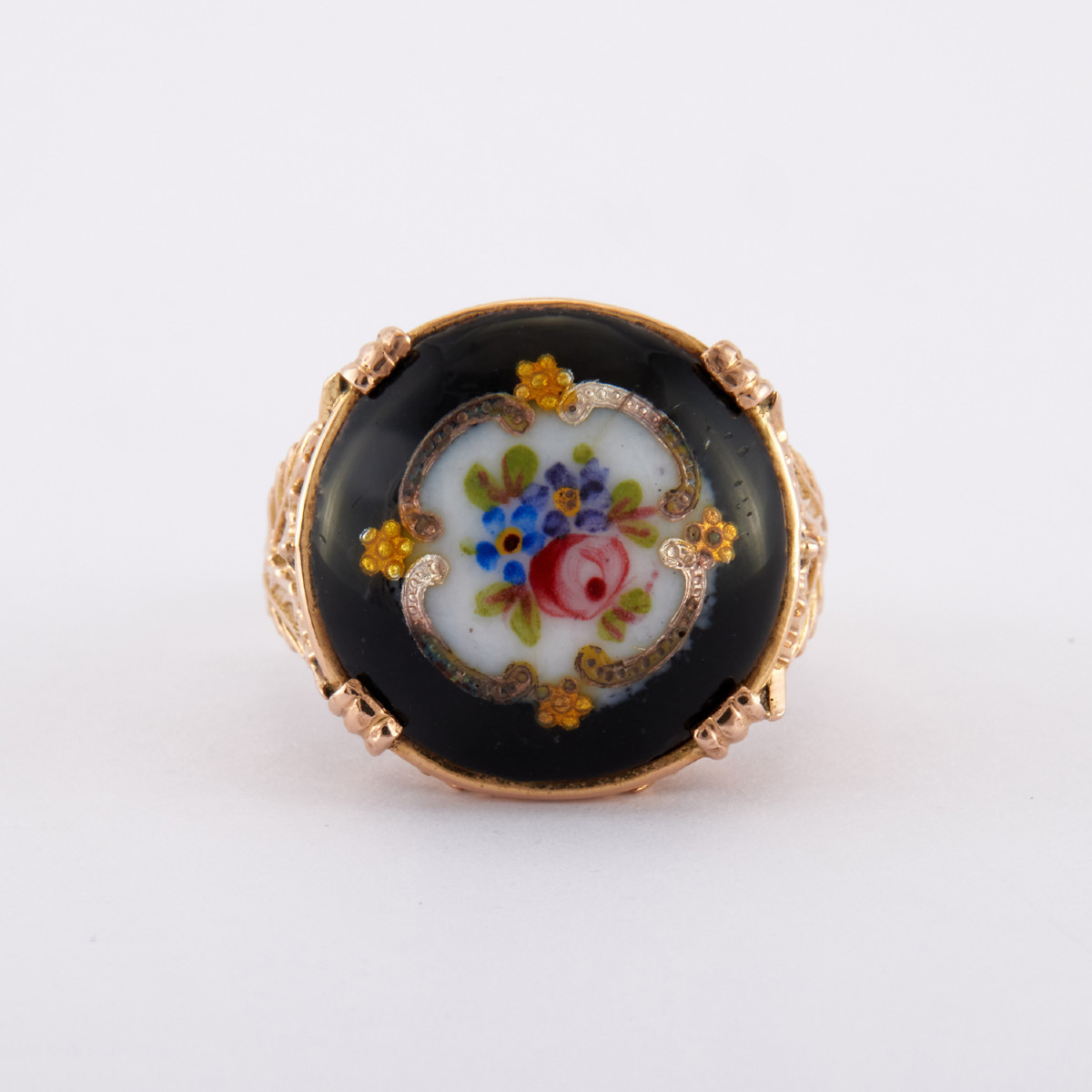 Bague porcelaine et or jaune , travail Français-photo-3
