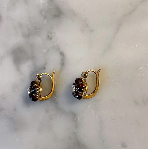 Paire de dormeuses, grenats et diamants, fin XIXéme-photo-2