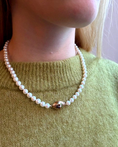 Collier choker de perles de culture, fermoir XIXéme-photo-2