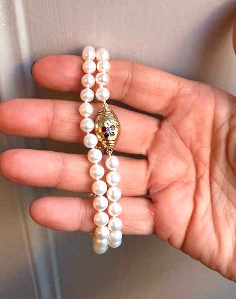 Collier choker de perles de culture, fermoir XIXéme-photo-4