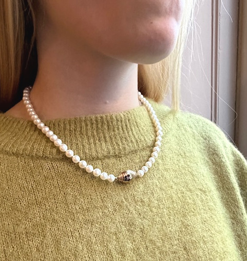 Collier choker de perles de culture, fermoir XIXéme-photo-2