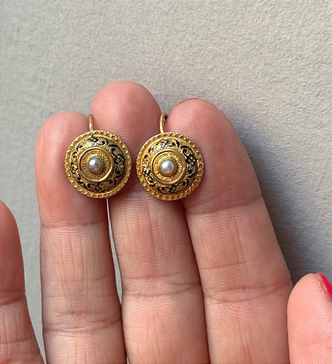 Paire de dormeuses, perles, fin XIXéme-photo-3