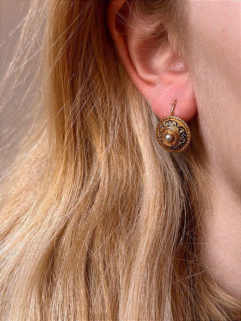 Paire de dormeuses, perles, fin XIXéme-photo-1