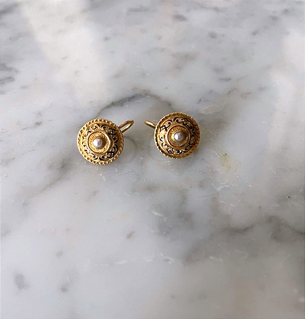 Paire de dormeuses, perles, fin XIXéme-photo-3