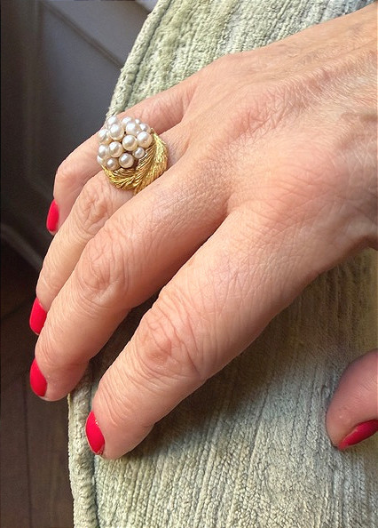 Bague bouquet de perles, vintage, travail français-photo-4