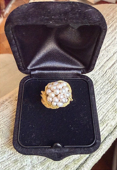 Bague bouquet de perles, vintage, travail français-photo-1