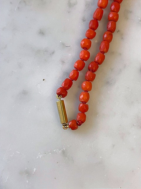 Coral Choker And Cross, Late 19th Century, French Workmanship-photo-3