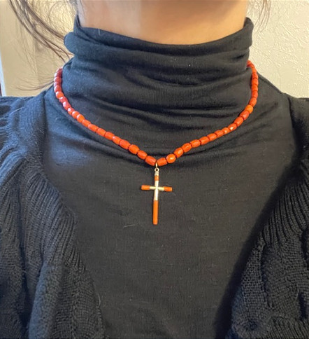 Coral Choker And Cross, Late 19th Century, French Workmanship-photo-1
