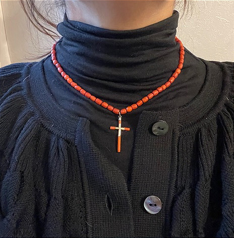 Coral Choker And Cross, Late 19th Century, French Workmanship-photo-3