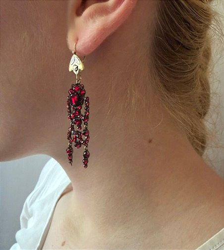 Pair Of Garnet-set Earrings, French Work.-photo-2