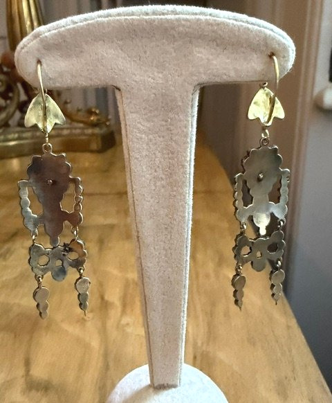 Pair Of Garnet-set Earrings, French Work.-photo-1