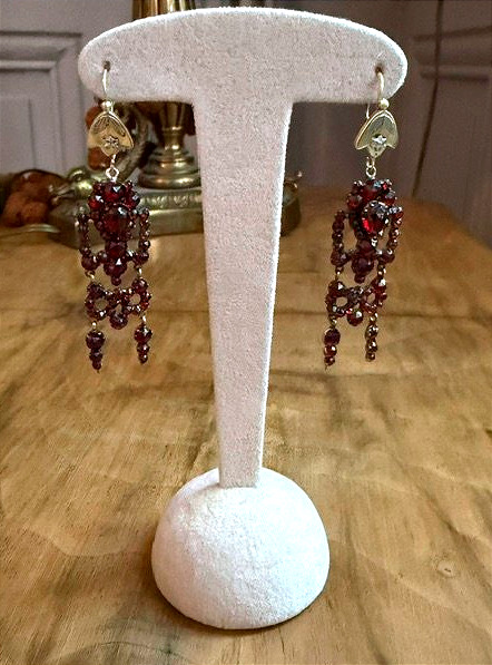 Pair Of Garnet-set Earrings, French Work.