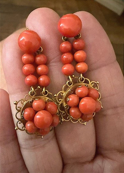 Pair Of Coral And Gold Earrings -photo-4