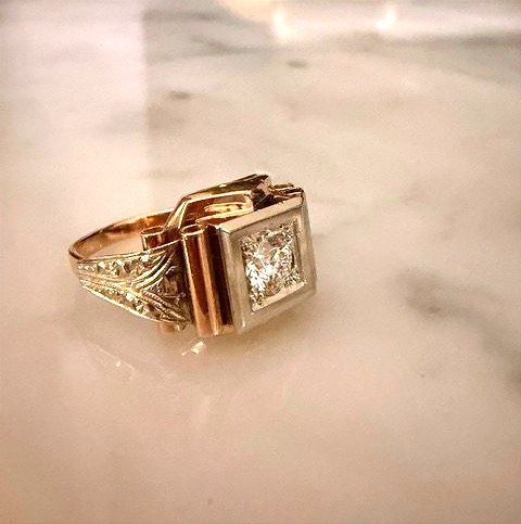 Bague Art Déco, diamant, travail français-photo-1