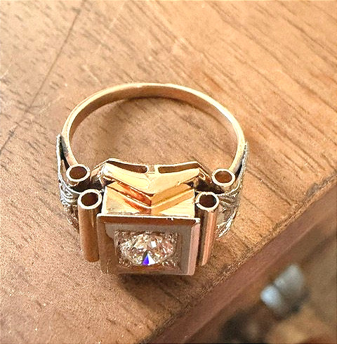 Bague Art Déco, diamant, travail français-photo-2