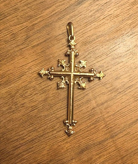 Croix "fleurie" or jaune et perles, Savoie-photo-3